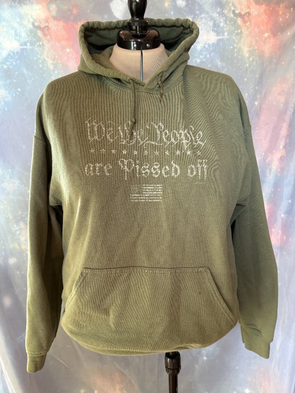 Gildan Heavy Blend Olive Green Hoodie We The People Are Pissed Off Graphic XL
